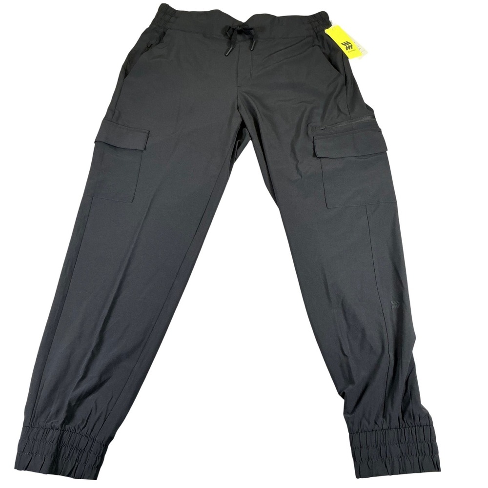 All In Motion Womens Medium Cargo Jogger Pants Black UPF 50+ Stretch NWT